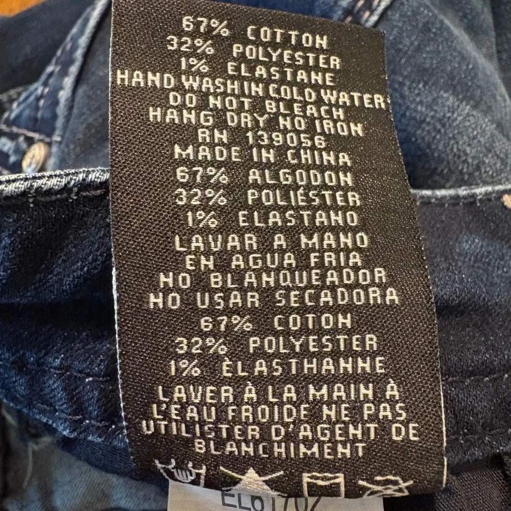 Grace in LA Easy Fit Embellished Bootcut Jeans Dark Wash Size 27 Denim - Picture 7 of 7